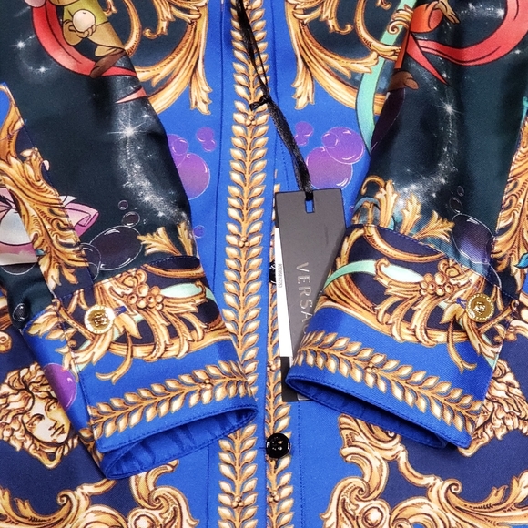 Button Down Shirt Versace X Disney Cinderella Silk Authentic Limited Edition - Picture 7 of 16